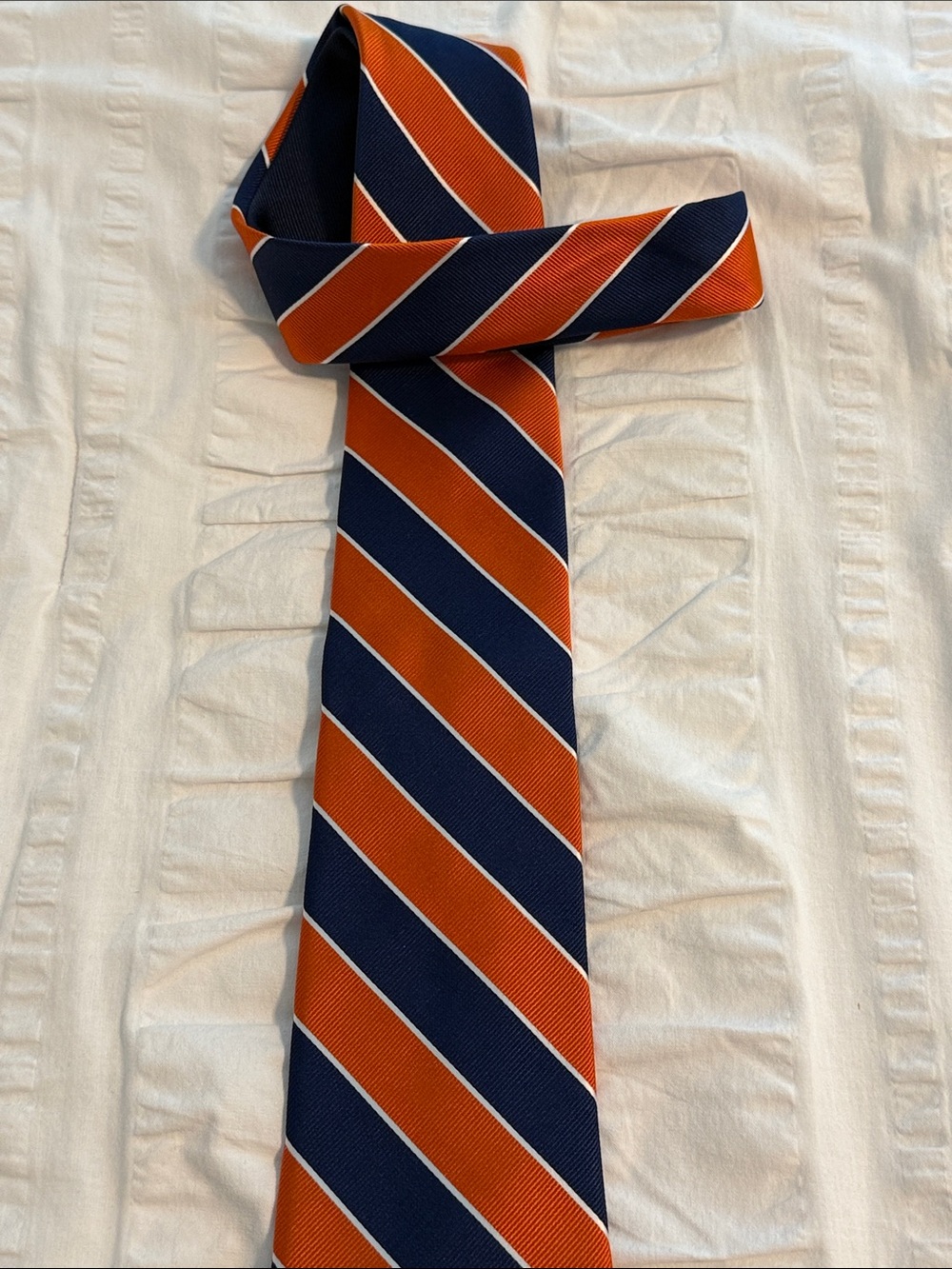 Tommy Hilfiger Navy and Orange Silk Diagonal Stripe Tie